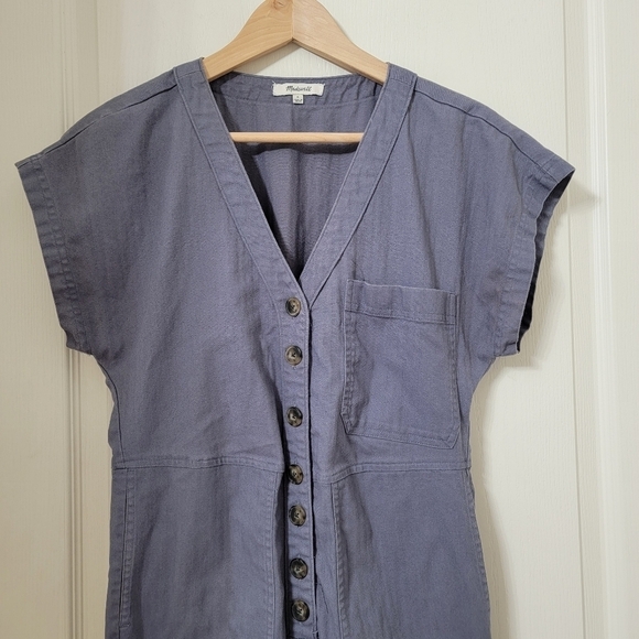 Madewell Size S Cap Sleeve Jumpsuit, color is Sunfaded Indigo, Exc. Used Cond. - Picture 6 of 16